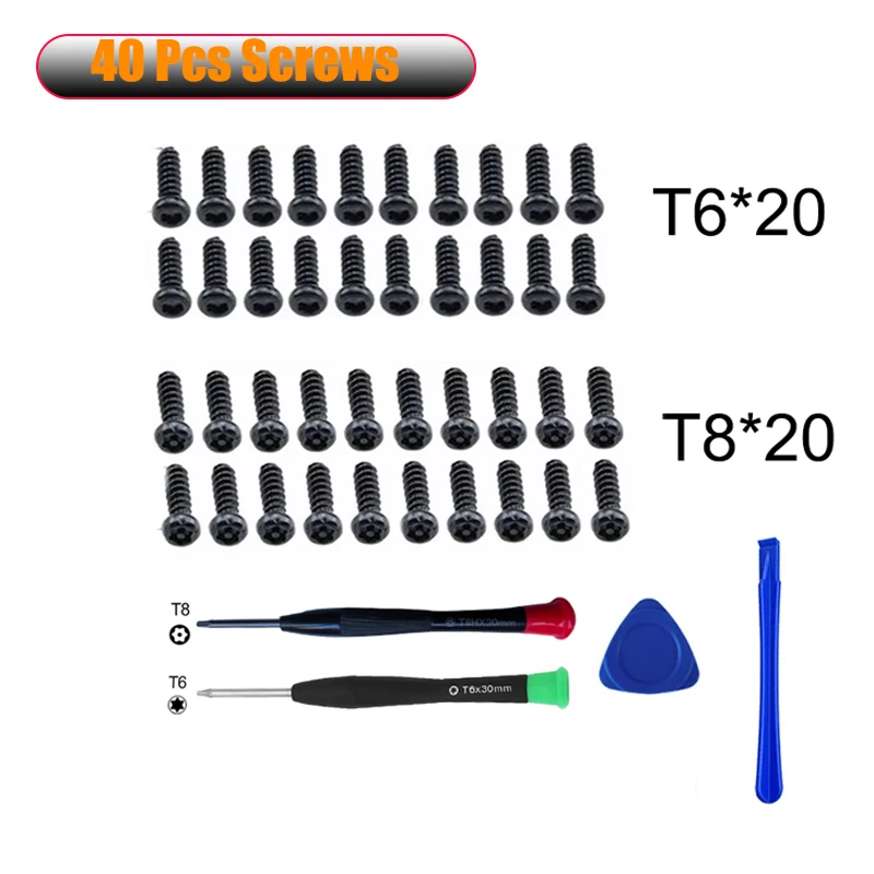 40PCS T6 T8 Screws Gamepad Repair Part for XBOX Series S/X Xbox One S/Xbox 360 Controller Screwdrivers Replacement Tools