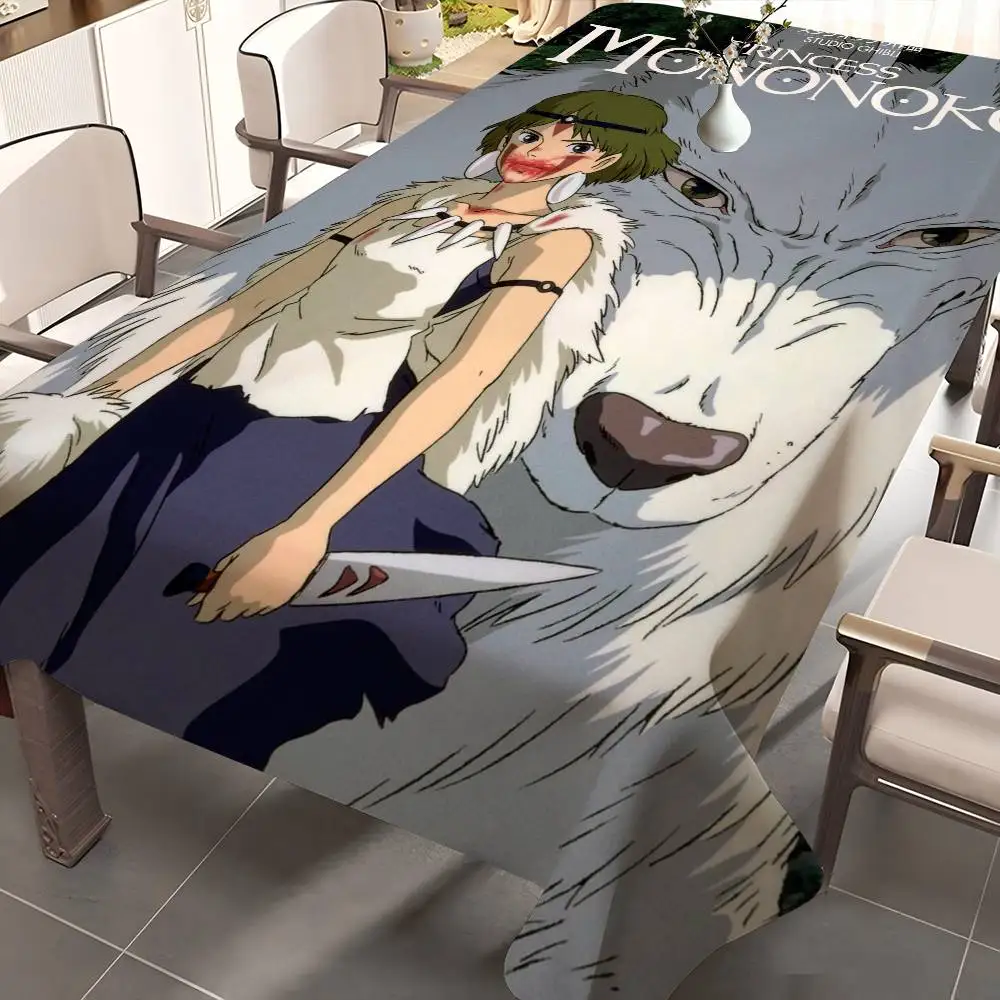 Anime P-Prinzessin M-Mononoke Home Tischdecken, Esszimmerdekoration und rechteckiges Tischzubehör, wasserdichtes Tuch, schmutzabweisend