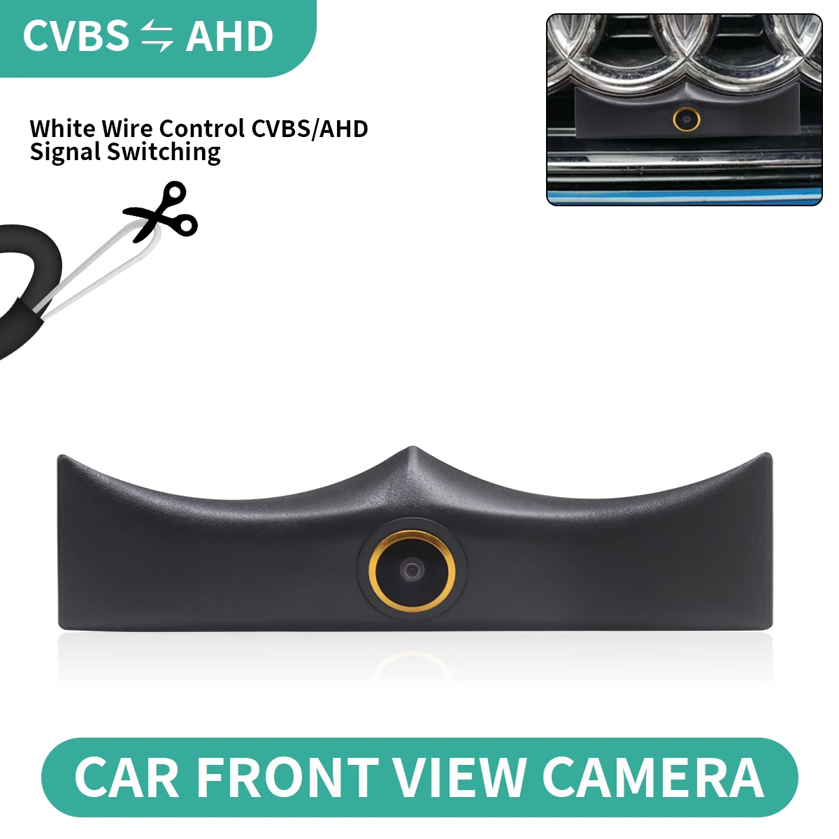 CCD AHD Auto-Frontkamera für Audi A4L 2017 2018, Nachtsicht, wasserdichte Fahrzeug-Frontkamera mit Logo