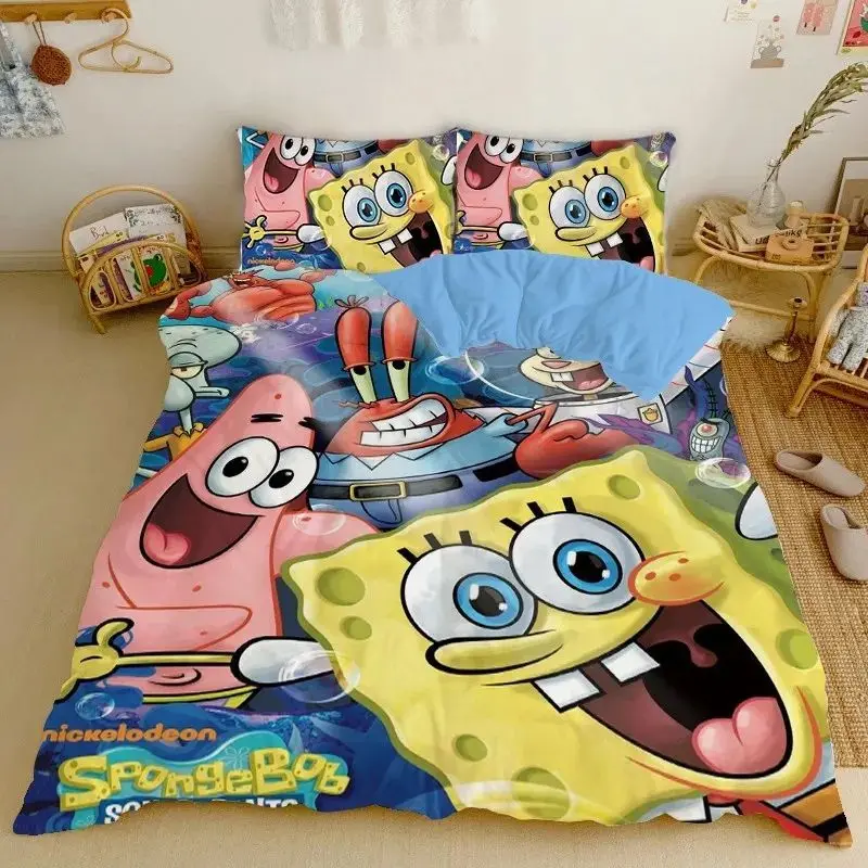 SpongeBob Schwammkopf Bettwäsche-Sets Anime Patrick Star Cosplay Niedliche Bettdecke Kissenbezüge Schlafzimmer Bettbezug-Sets Image