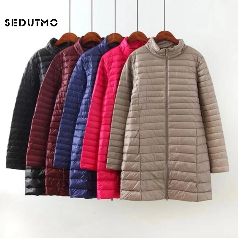 SEDUTMO Winter Unten Jacken Frauen Lange Ultra Licht Ente Unten Mantel Dünne Puffer Jacke Herbst Parkas ED619 Image