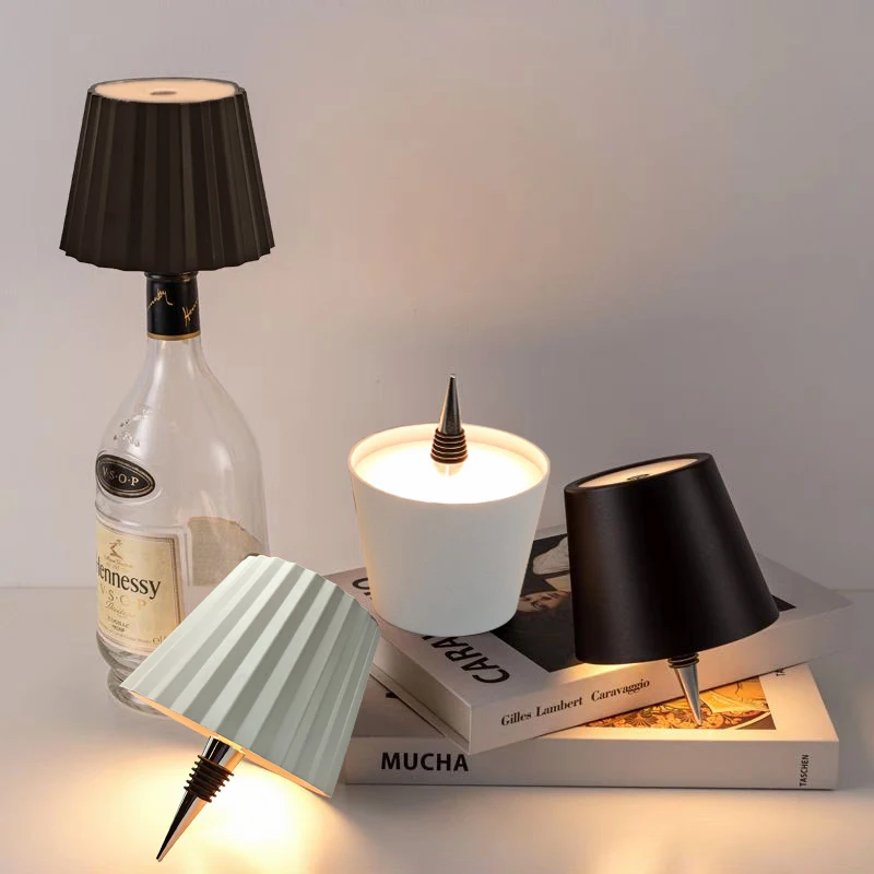 Kabellose Flaschen-Tischlampe, Touch-Steuerung in 3 Farben und stufenlose Dimmung, Nachtlampe, geeignet für Bar, Weinflaschen, Schreibtischbeleuchtung