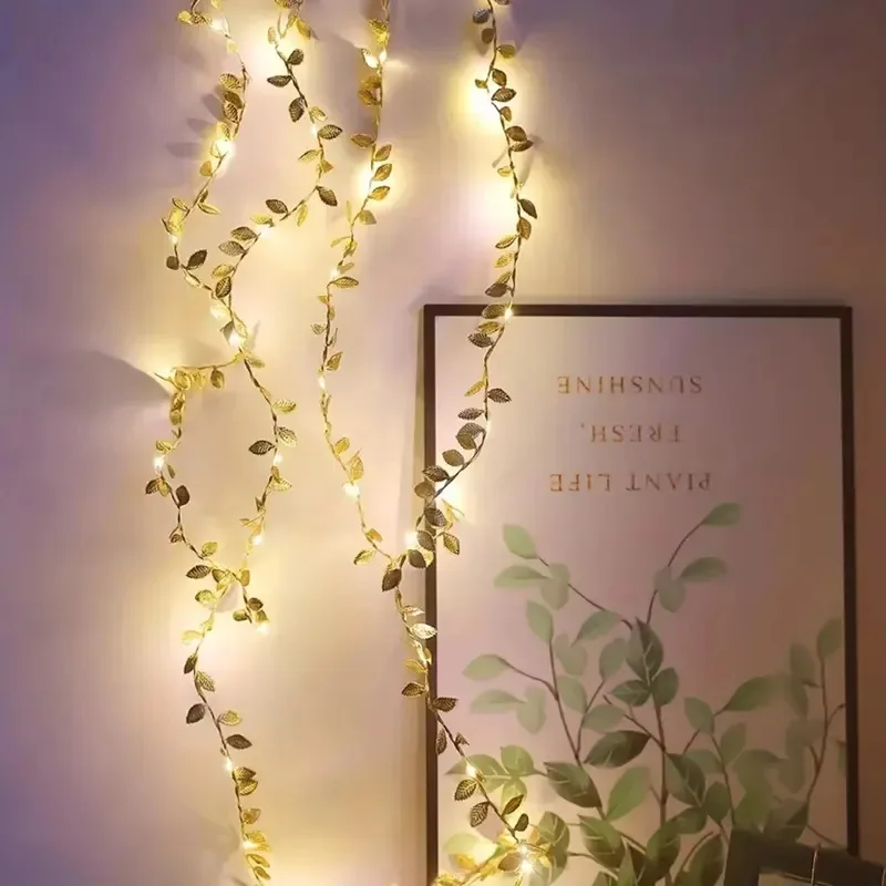 Goldfarbene LED-Lichterkette, 2 m lange 20-LED-Kupferdraht-Lichterkette, batteriebetrieben für Hochzeiten, Partys und Weihnachtsdekoration