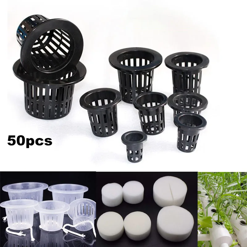 50 stücke Hydrokultur Soilless Mesh Net korb Pflanzen veg Wachsen Kindergarten Tasse Topf Schwamm tablett Aeroponic Veg Pflanzer Klon Kolonisierung q1 Image