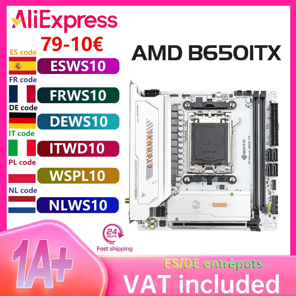 SOYO B650ITX AMD Motherboard AMD Ryzen AM5 DDR5 Unterstützt CPU 7000 8000 9000 Prozessoren Pcie5.0x16 Pcie4.0x4 M.2 ARGB WIFI6 Image