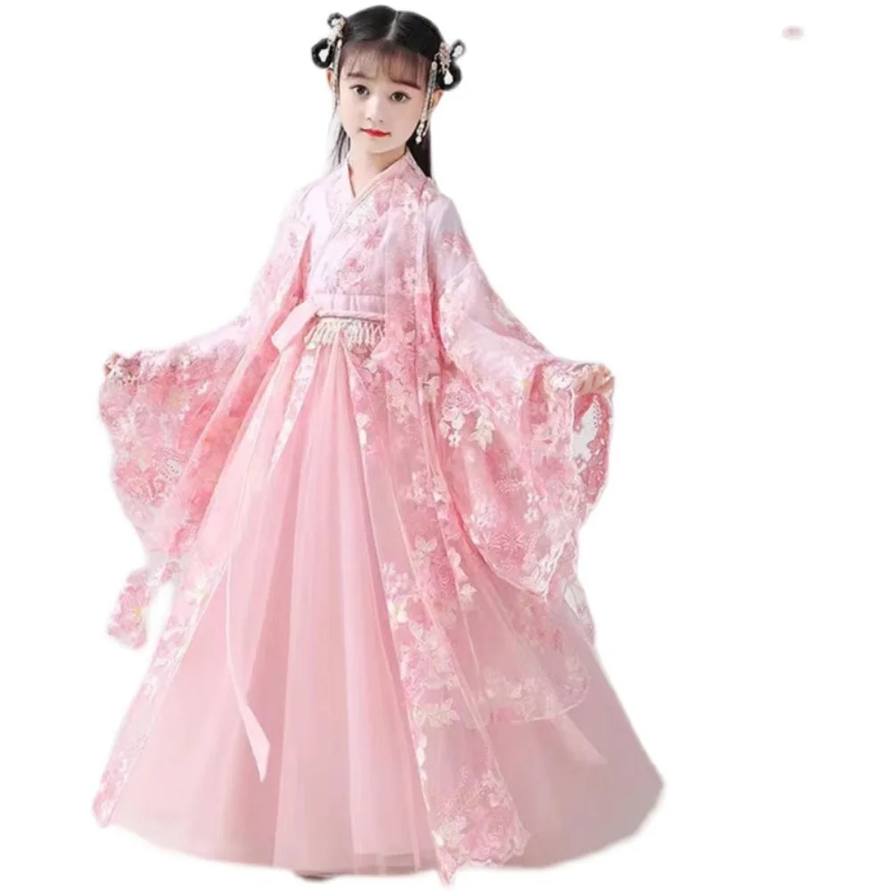 Abito Hanfu cinese Abbigliamento per bambini Costumi cosplay da fata Abbigliamento per bambini Abbigliamento da ballo per feste Abito da ragazza da palcoscenico Principessa vintage