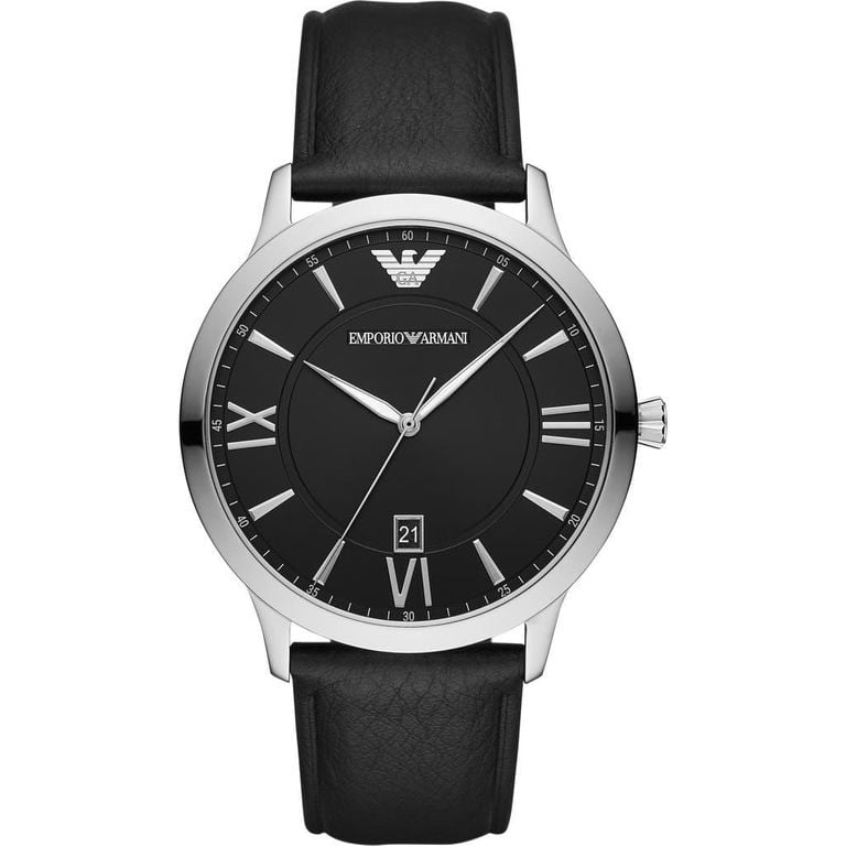 Leather Strap Watch - Black - Emporio Armani Watches