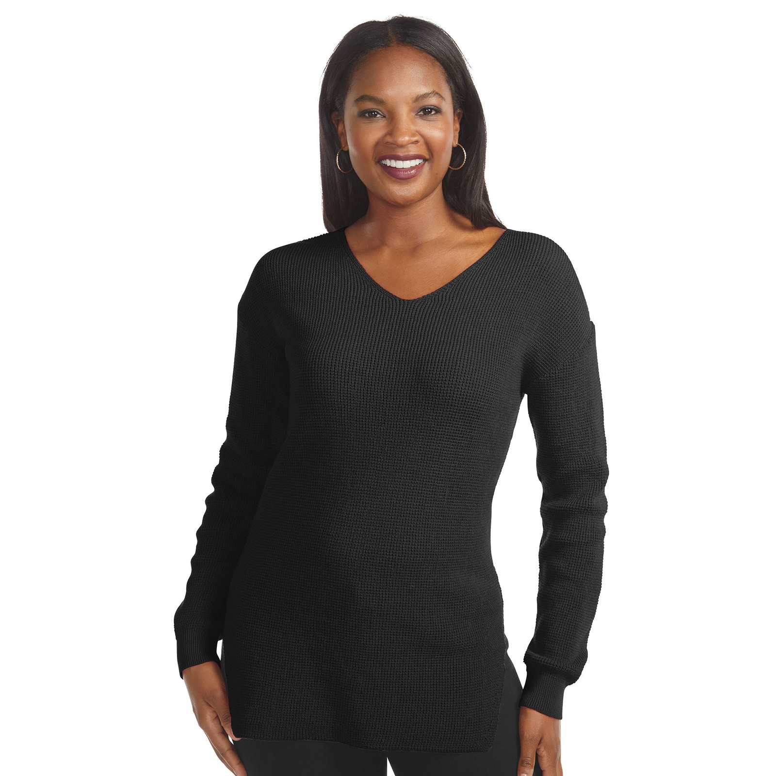 Masseys Favorite V-Neck Sweater (Size 5X) Black, Nylon,Polyester,Wool