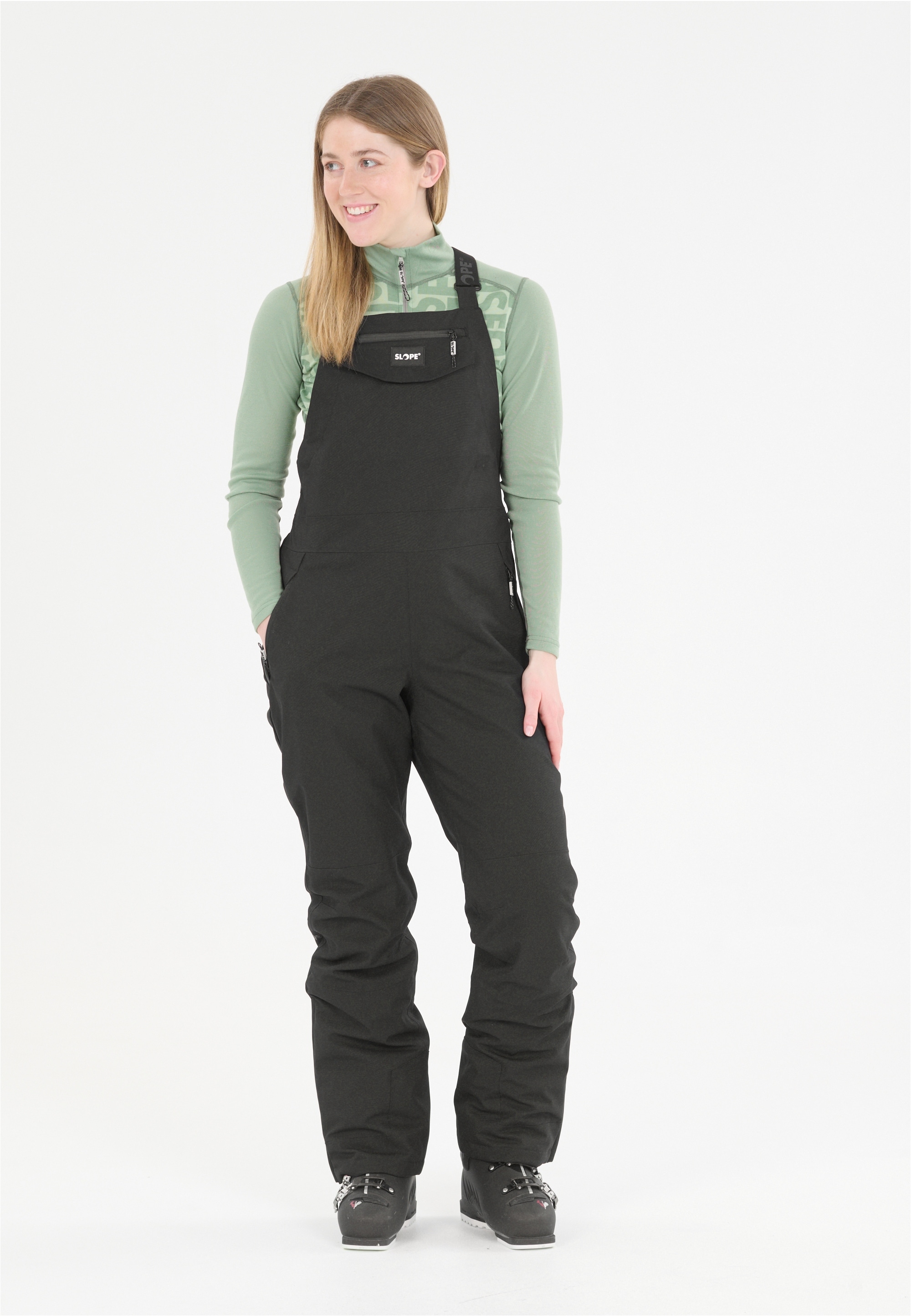 Skihose SLOPE "Kenwood", Damen, Gr. XS, US-Größen, beige, 100% Polyester, unifarben, lang, Hosen, mit praktischem Latz und überkreuzten Trägern Image