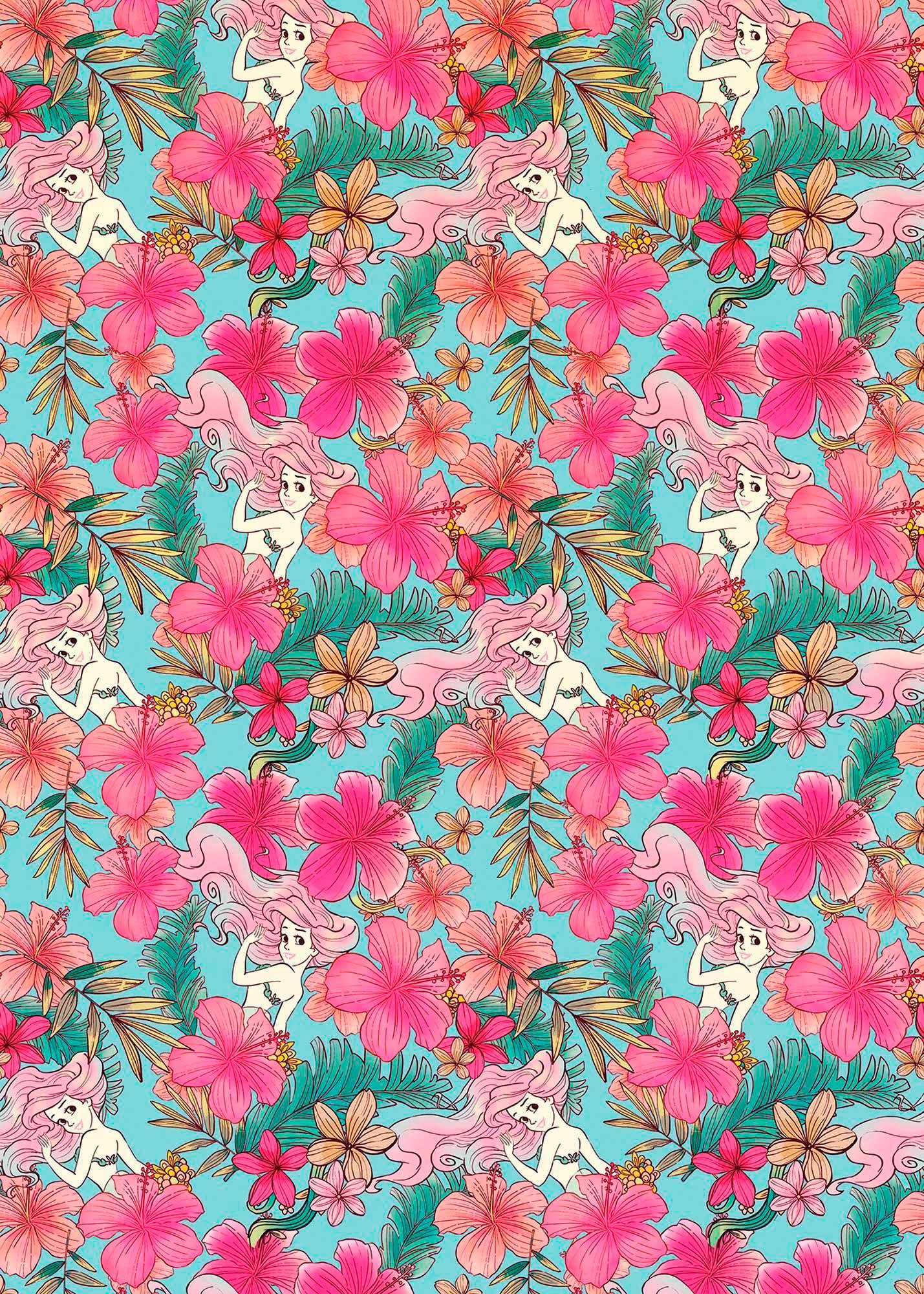 Vliestapete KOMAR "Digitaldruck Vlies - Ariel Pink Flower - Größe 200 x 280 cm", bunt, B:200m L:280m, Vlies, Tapeten, Kinderzimmer