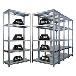 PROREGAL Mega Deal | 5x Schwerlastregal Ragnar | HxBxT 180x90x40cm | 5 Stahlplatten-Ebenen | Fachlast 125 kg | Verzinkt | Stecksystem Lagerregal 5 Image