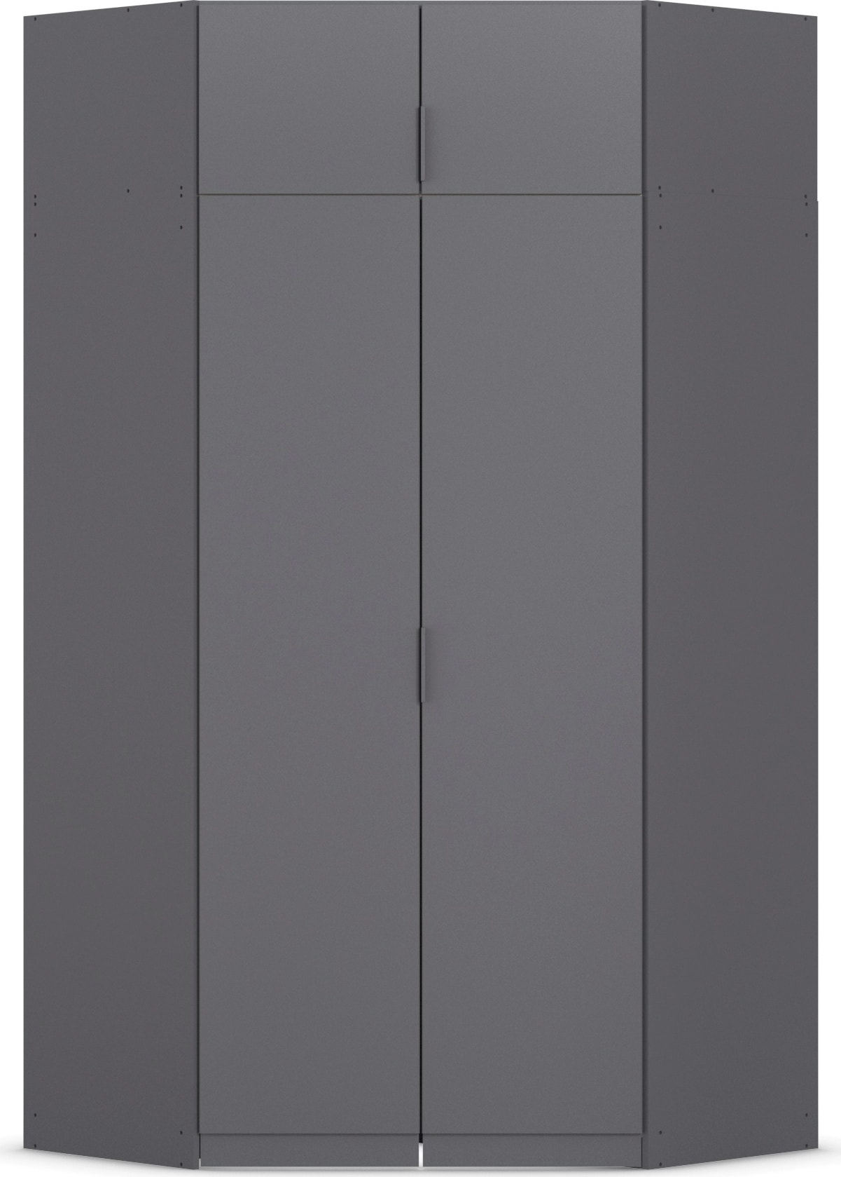 Kleiderschrank RAUCH "Eckschrank Schrank Ankleidezimmer Schlafzimmer Garderobe LAGOA", graumetallic, B:117cm H:235cm T:117cm, Holzwerkstoff, Schränke, Kleiderschrank, voll ausgestattet viel Stauraum, optional mit Aufsatz MADE IN GERMANY