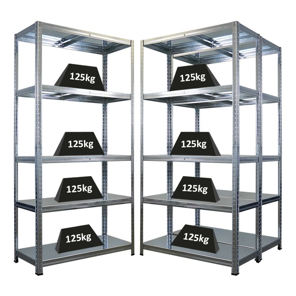 PROREGAL Mega Deal | 3x Schwerlastregal Ragnar | HxBxT 180x90x40cm | 5 Stahlplatten-Ebenen | Fachlast 125 kg | Verzinkt | Stecksystem Lagerregal 3 Image