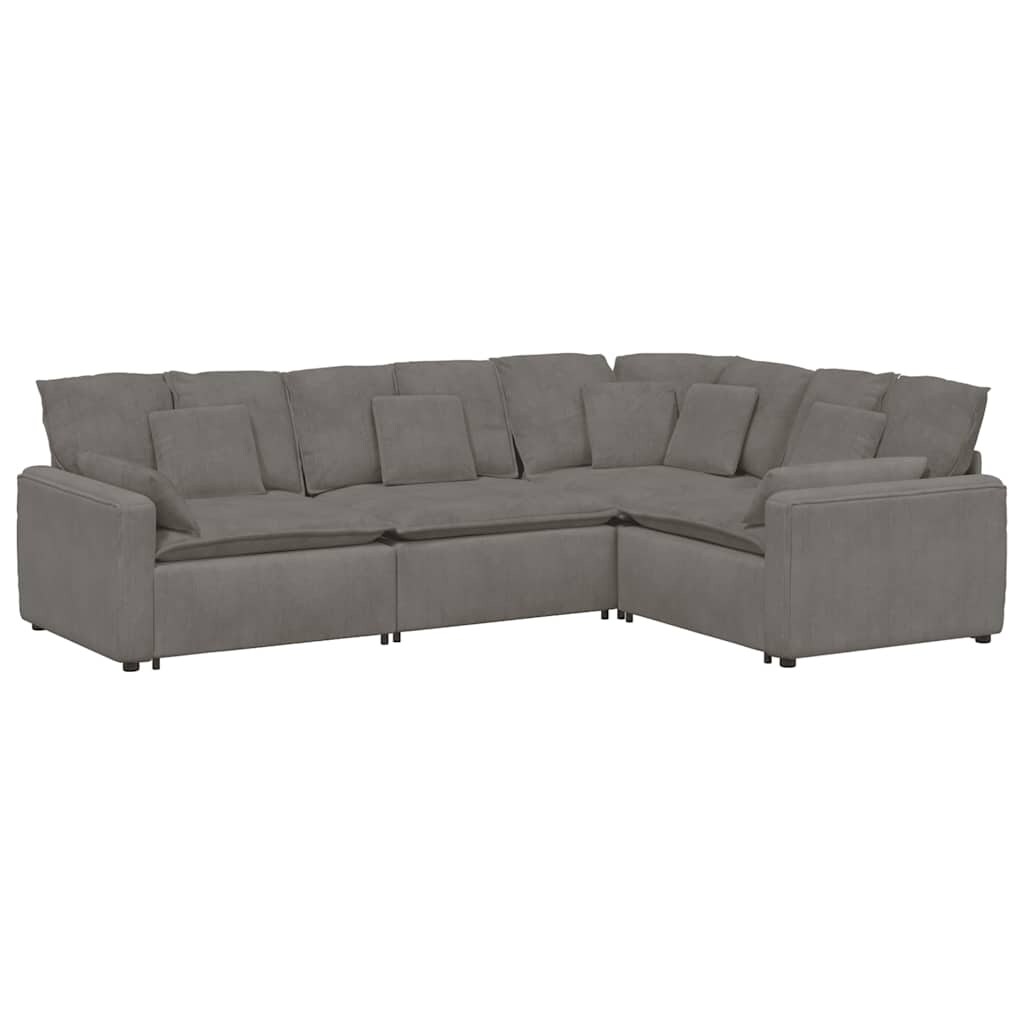 vidaXL Modulares Sofa mit Kissen Cordstoff Hellgrau Image