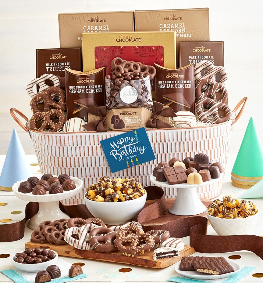 Birthday Chocolate Snacking Favorites Basket-Ultimate, Family Item Food Gourmet Candy Confections Chocolate, Gifts by Simply Chocolate
