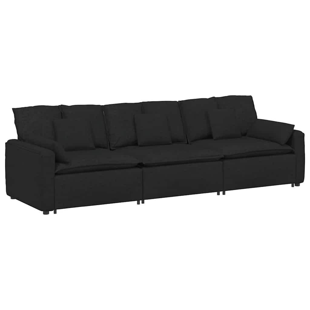vidaXL Modulares Sofa mit Kissen Schwarz Image