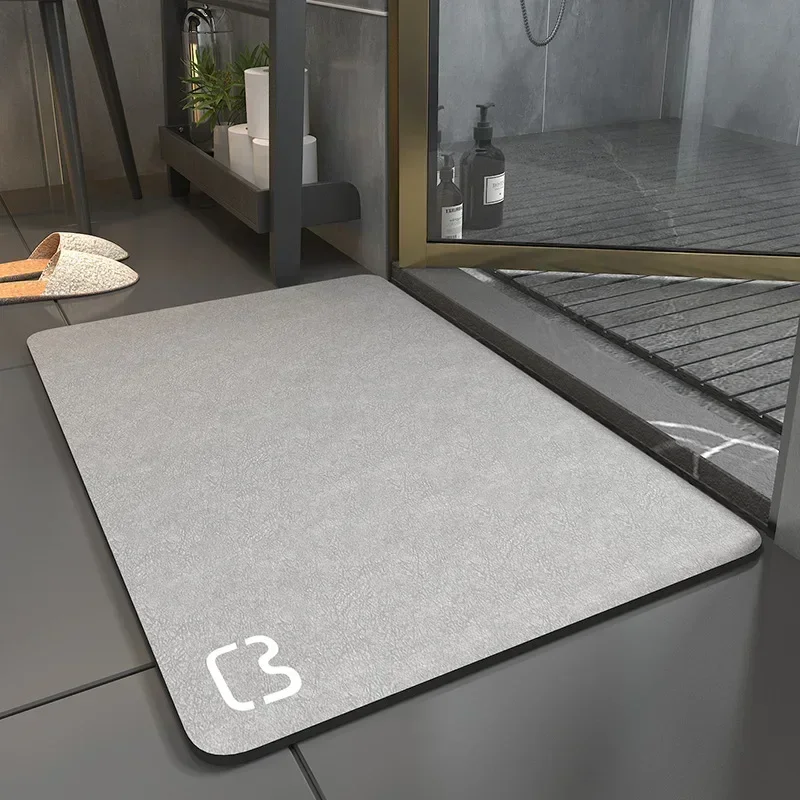 Tapis de bain en diatomée, en mousse à mémoire de forme, pour salle de bain, sol, porte, couloir, salle de douche, salle de bain, Sauna, maison, cuisine