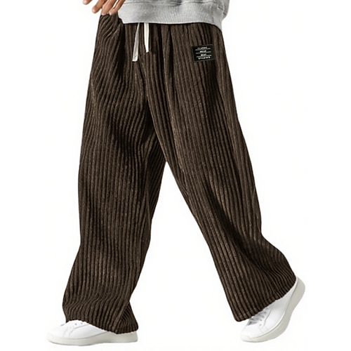 Herren Jogginghose Hose Cordhose Baggy-Hosen Gerade geschnittene Sweatpants Kordelzug Elastischer Bund Einfarbig Komfort Volle Länge Outdoor Lässig Täglich Mode Klassicher Stil Schwarz Marineblau Image