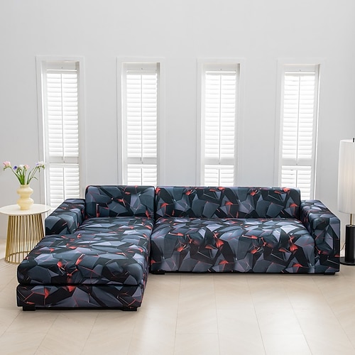 Bedruckter Sofabezug, elastischer Sofabezug in L-Form, Möbelschutz für Schlafzimmer, Büro, Wohnzimmer, Wohnkultur Image
