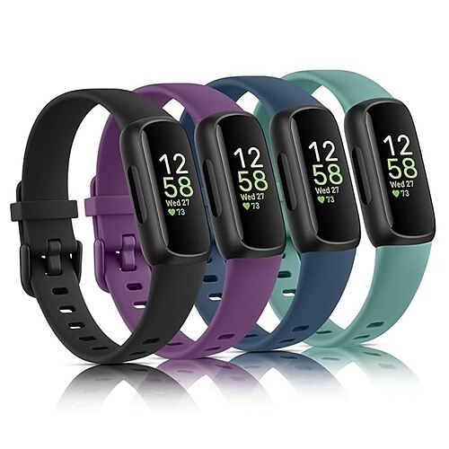 4 Packung Smartwatch-Band Kompatibel mit Fitbit Inspire 3 Silikon Smartwatch Gurt Damen Herren Sportarmband Ersatz Armband Image