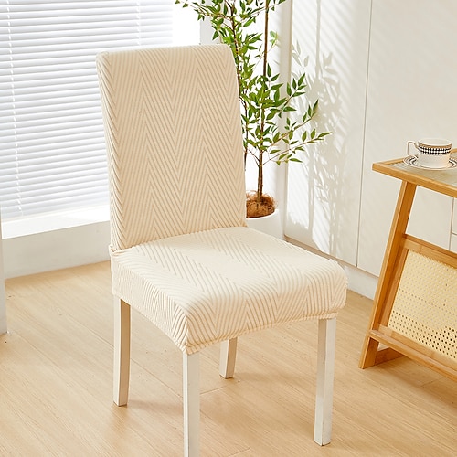 Super passender Stuhlbezug für Esszimmerstühle, dehnbar, abnehmbar, waschbar, kurzer Schutzbezug, Sitzbezug für Hotel-Esszimmer, Zeremonie, Bankett, Hochzeitsfeier Image