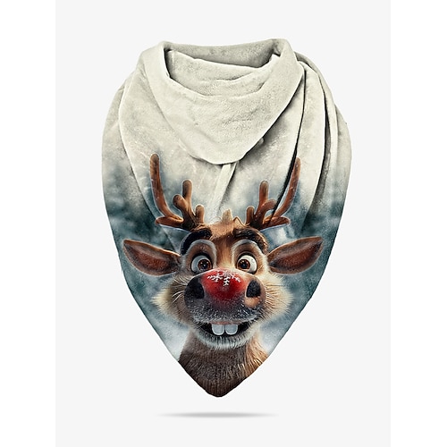 Damenschal mit Weihnachtskatzen-Print, kuscheliger roter Dreiecks-Halswickel mit Weihnachtsmütze-Kätzchen-Design, weicher Winterschal für Feiertagspartys und Geschenke Image