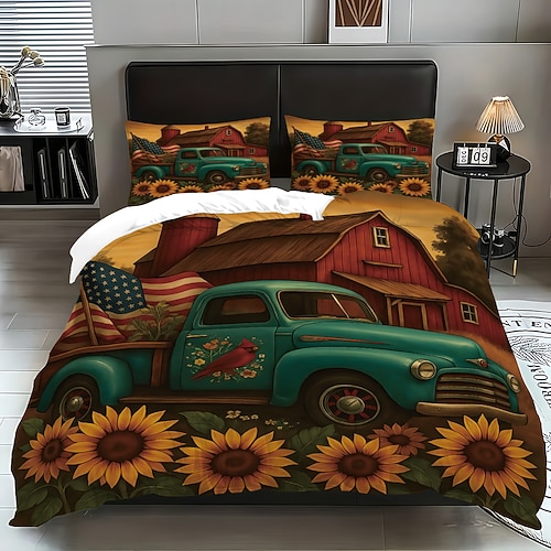 3-teiliges Daunenbettbezug-Set mit Sonnenblumenmotiv für Queensize-Betten, weicher, kurzer Fleece-Bettbezug mit 2 Kissenbezügen – luxuriöse Hotelbettwäsche, gemütlich komfortabel Image