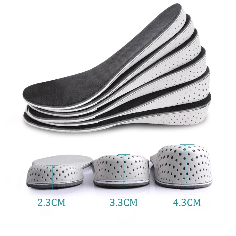 1 Paar lässige Sportschuhe-Einlegesohlen zur Erhöhung der Höhe für Füße, stoßdämpfende EVA-Schuhpolster, 2,3/3,3/4,3 cm, wachsende Schuhsohle Image