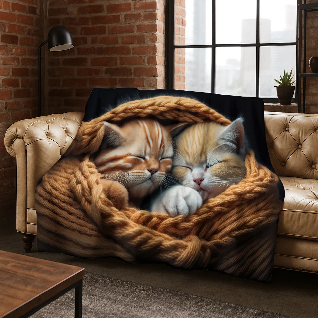 3D-Flanelldecke mit persischer süßer Katze und Tiere, weiche warme Decke für Schlafzimmer, Wohnzimmer, Bett, Reisen, Camping, Picknick, Geschenk Image