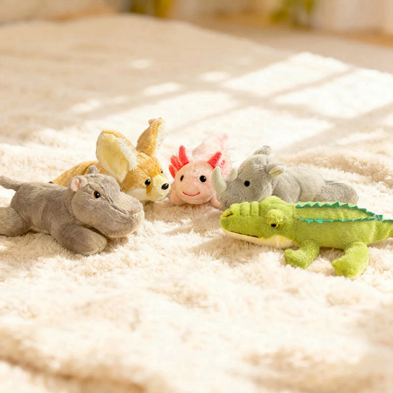 25 cm Waldtier-Plüschtier, süßes Krokodil, Salamander, Fuchs mit großen Ohren, Nashorn, Nilpferd-Puppen, simulierte Dschungeltiere
