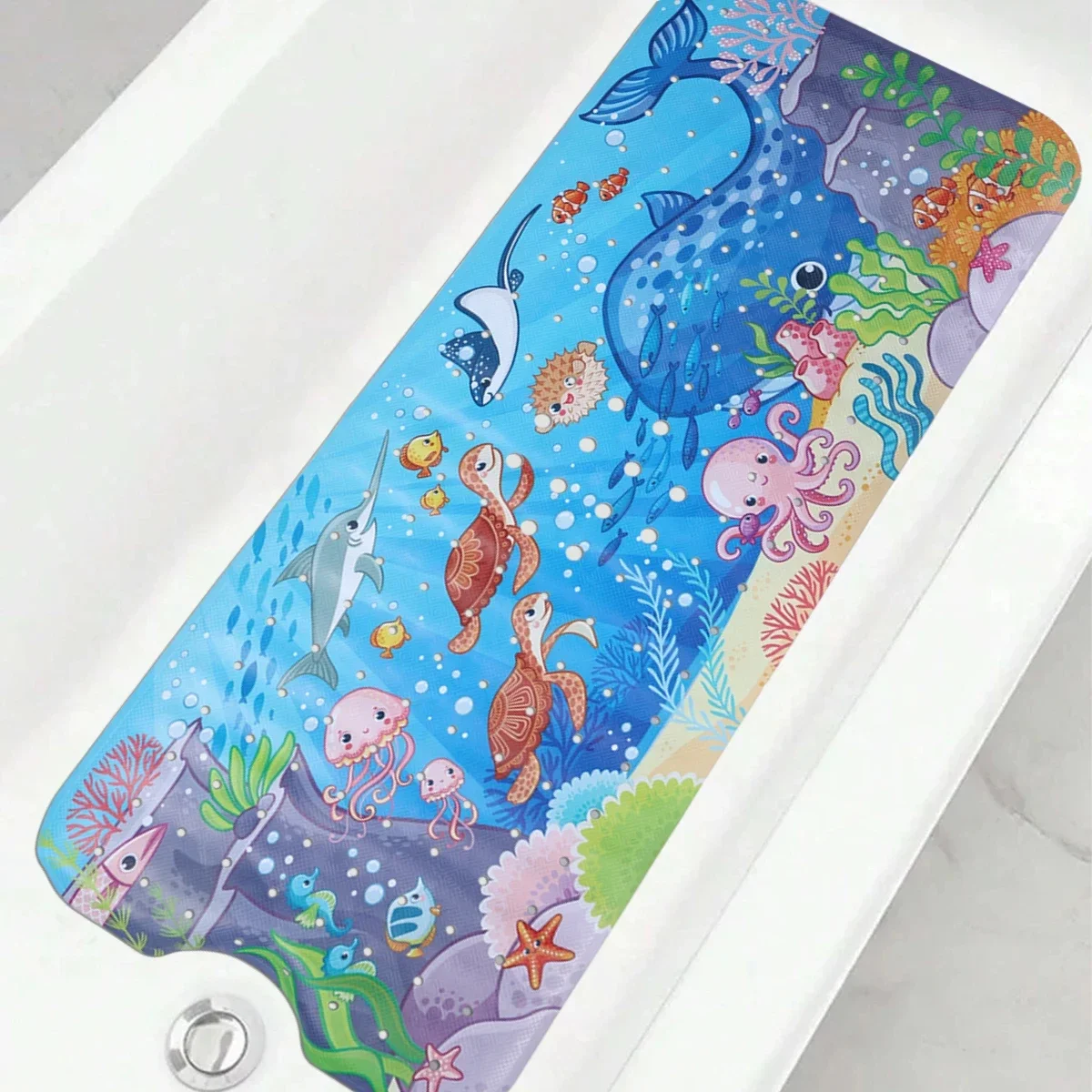 1 Stück Baby-Badematte für Badewanne, rutschfeste Kinder-Badematte – 40 x 10 cm, extra lange Cartoon-Badematte, Kleinkind-Badematten mit Saugnäpfen