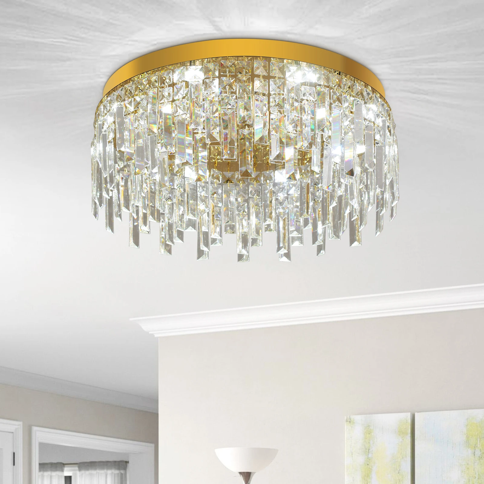 Gold Kristall Decke Kronleuchter Hause Dekoration Luxus Led-deckenleuchte Wohnzimmer Decken Lampe Zimmer Küche Durchmesser 50 cm ﻿ ﻿