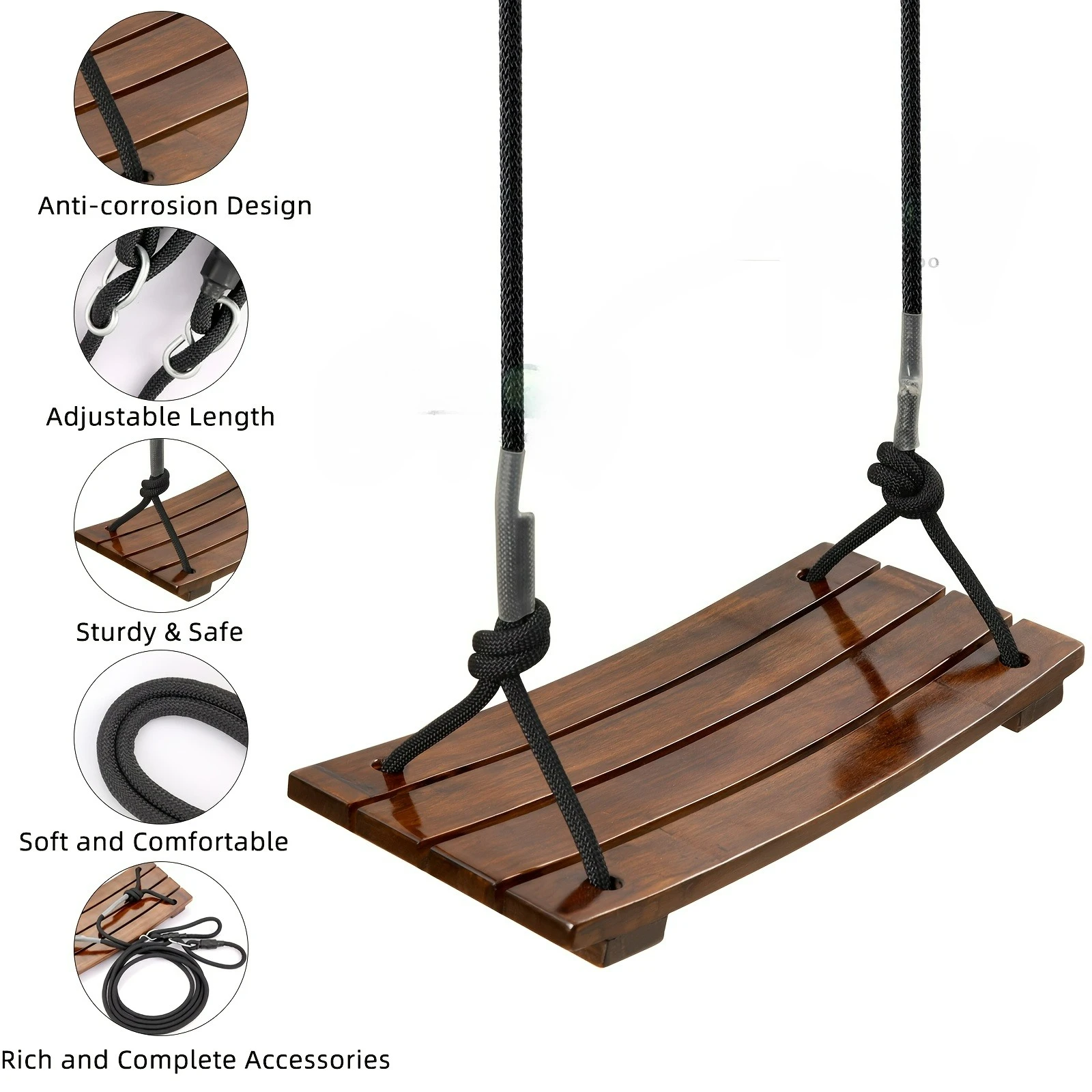 Outdoor-Schaukelstuhl für Erwachsene, robuste Verandaschaukel aus Holz für Erwachsene, 330 Pfund Kapazität, Garten-Hängesitz, perfektes Geschenk