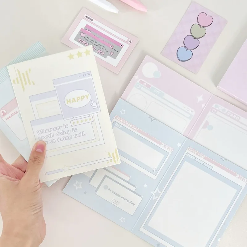 2024 Ins Einfache Stil Doppel Falten Karte Praktische Karte Set Karte Kopf Geschenk Verpackung Karte Gruß Karte Nachricht Karte Image