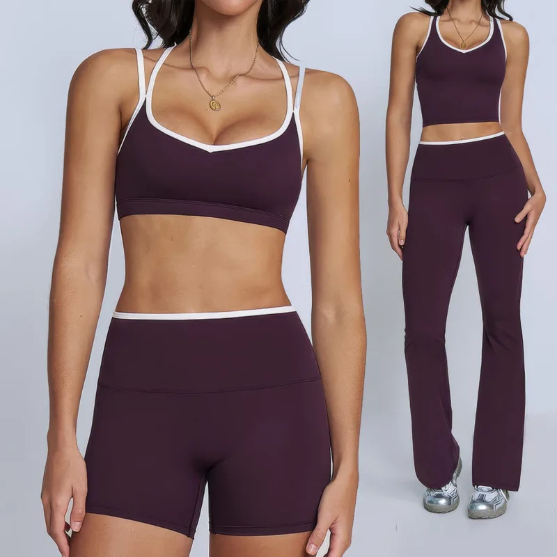 Yoga Set 2PCS Nude Feeling Workout Sets Women Tracksuit Gym Push Up Fitness Running Workout Sportwear Sport Bra Leggings Suit