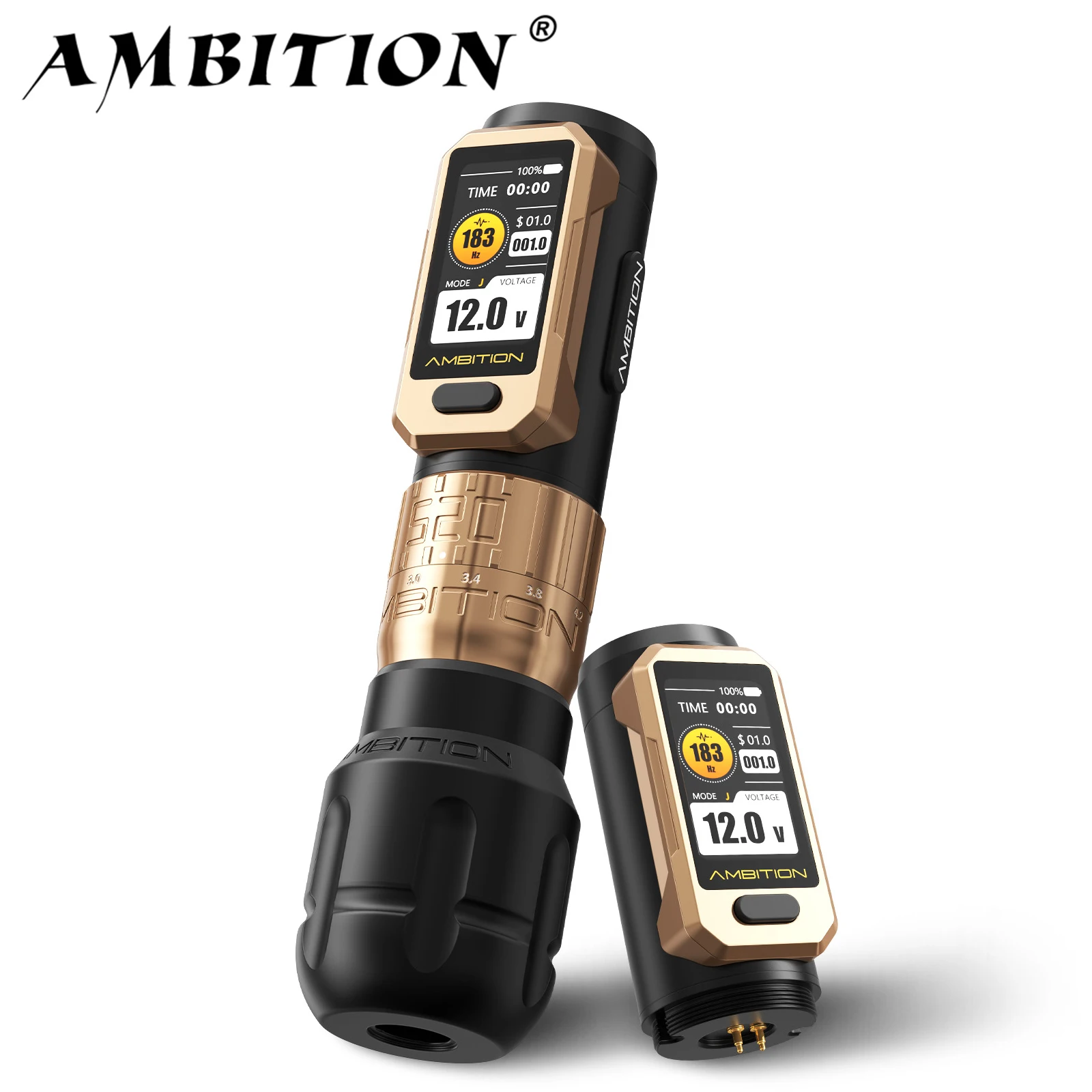 Ambition Soldier Pro 520 kabellose Tattoo-Maschine, einstellbarer Hub, 2,2–4,2 mm, Tattoo-Stift, Drehmoment 520 g. cm, kernloser Motor, 2400 mAh Image