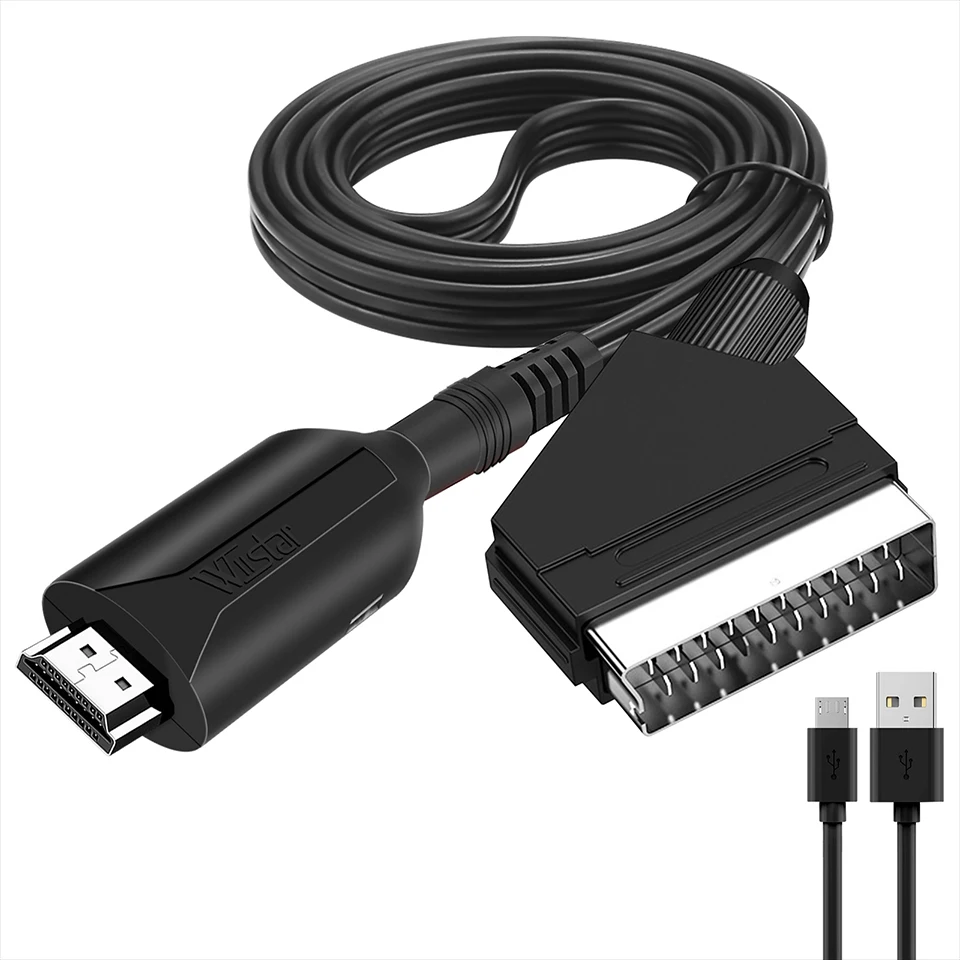 1080P HD HDMI-kompatibel zu SCART Video Audio Gehobenen Konverter Adapter kabel mit USB Kabel für HDTV Sky box STB DVD Image