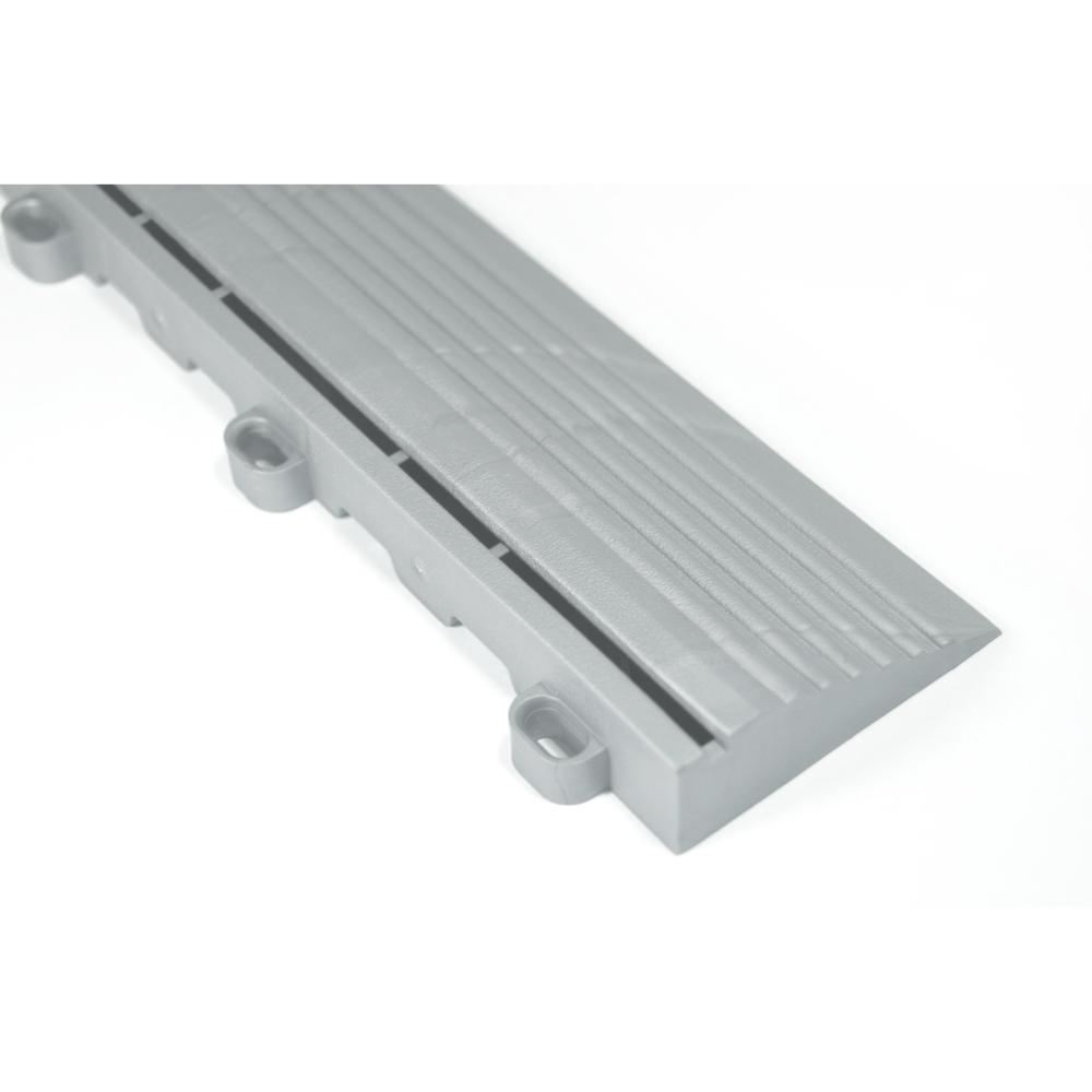 Swisstrax Pro Series Looped Floor Tile Edge Piece (10 Pack), Pearl Silver