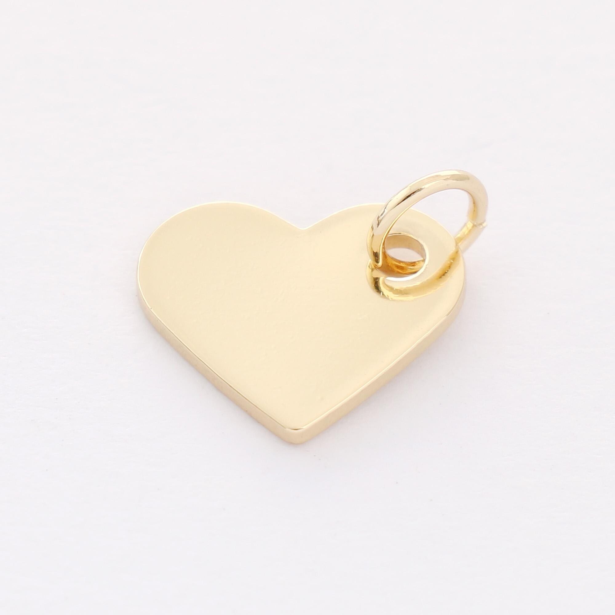 Ciondolo a forma di cuore placcato in oro 18K senza nichel, ciondolo iniziale in oro, ciondolo in smalto vermeil love, alta qualità