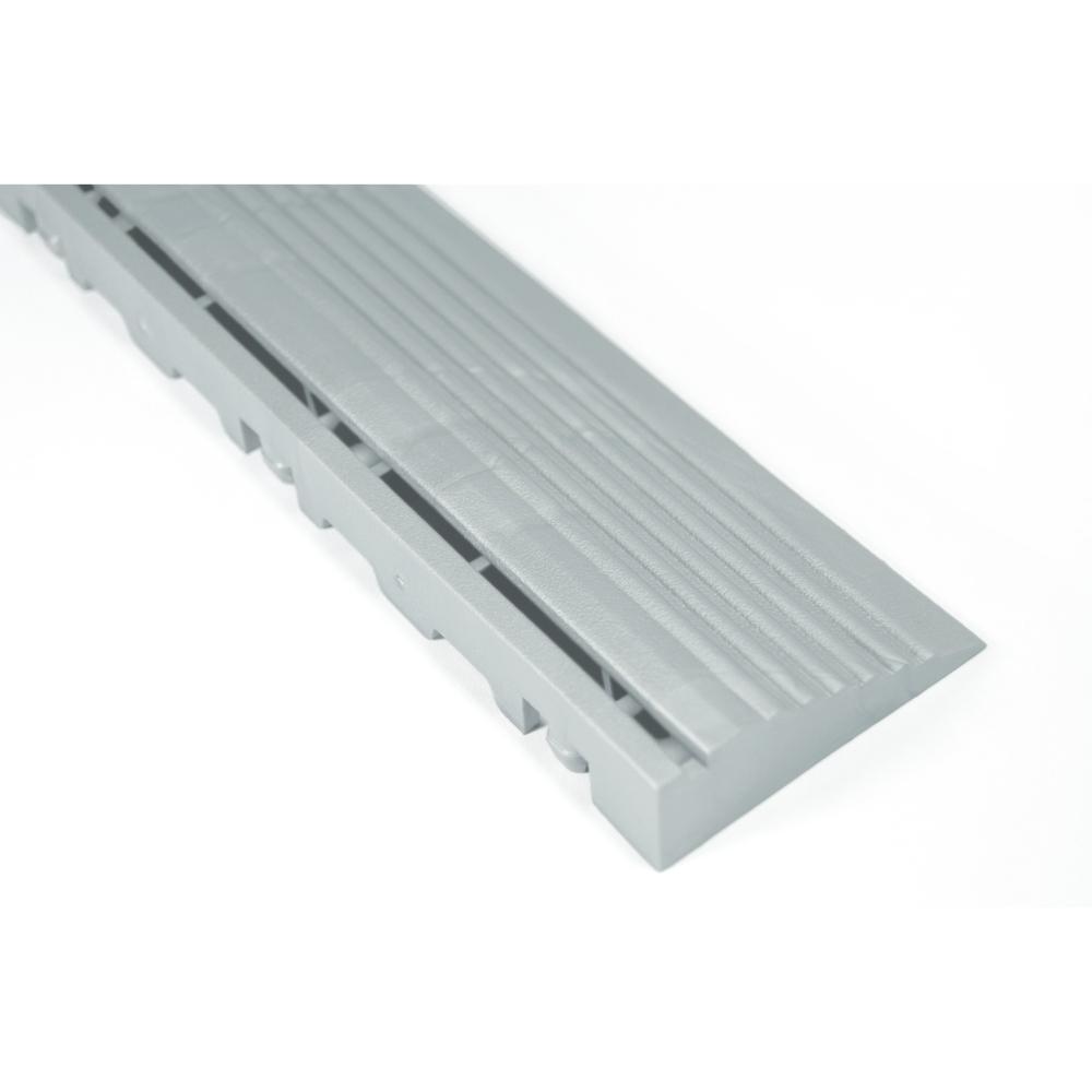 Swisstrax Pro Series Pegged Floor Tile Edge Piece (10 Pack), Pearl Silver