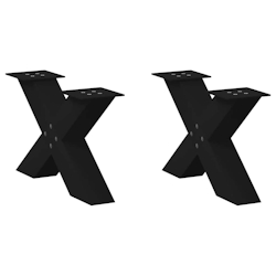 vidaXL Couchtischbeine X-Form 2 Stk. Schwarz 60x(30-31) cm Stahl Image