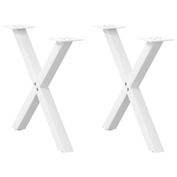 vidaXL Couchtischbeine X-Form 2 Stk. Weiß 60x(42-43) cm Stahl Image
