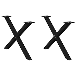 vidaXL Couchtischbeine X-Form 2 Stk. Schwarz 70x(42-43) cm Stahl Image