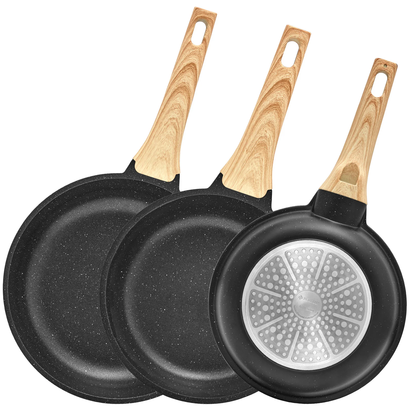Non Stick Frying Pan Set Induction, 3 Pieces Induction Frying Pan for All Hobs, PFAS-Free Frying Pans