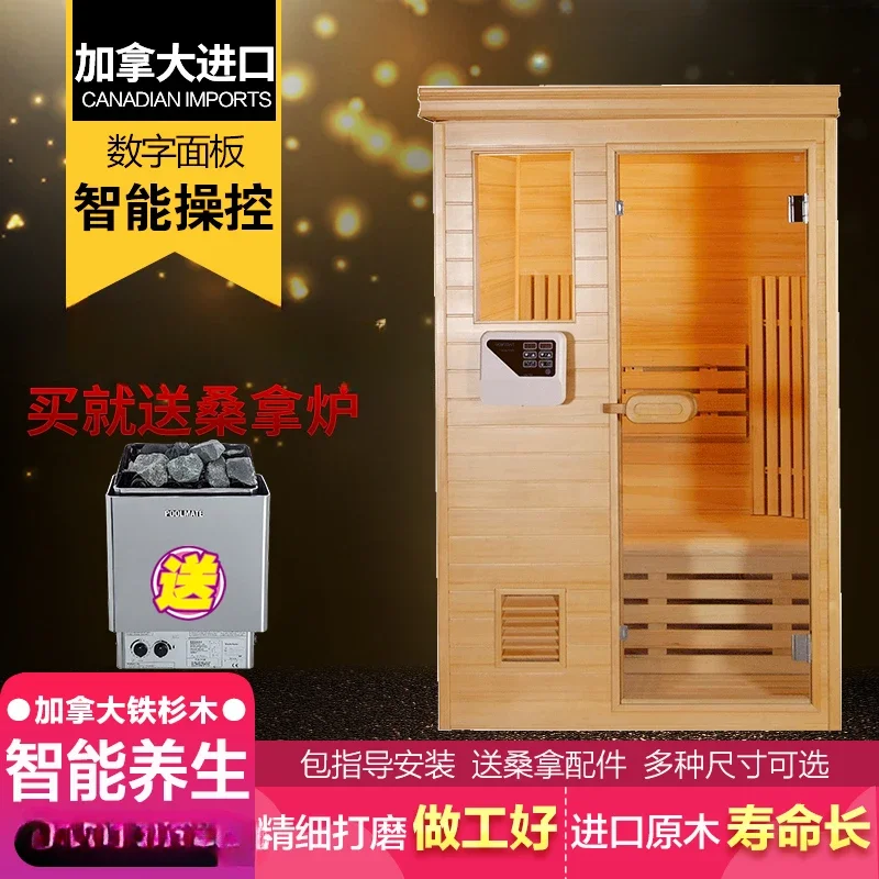 Traditionelle Sauna, Familiengebrauch, Dampfbad, Trockendampfbad, Schweiß, Saunaofen, Hemlock-Holz Image