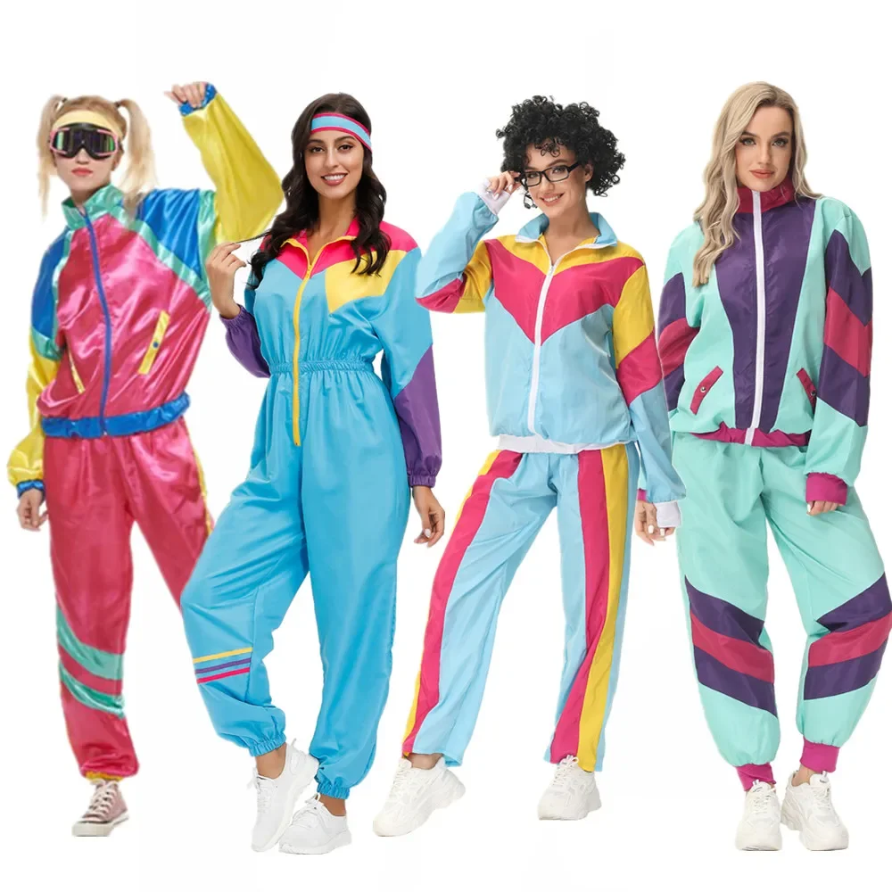 Rock Disco Hippies Cosplay Kostüm für Erwachsene Frauen Halloween Karneval Party 70er 80er Hippies Tanz Outfits Party Kostüm
