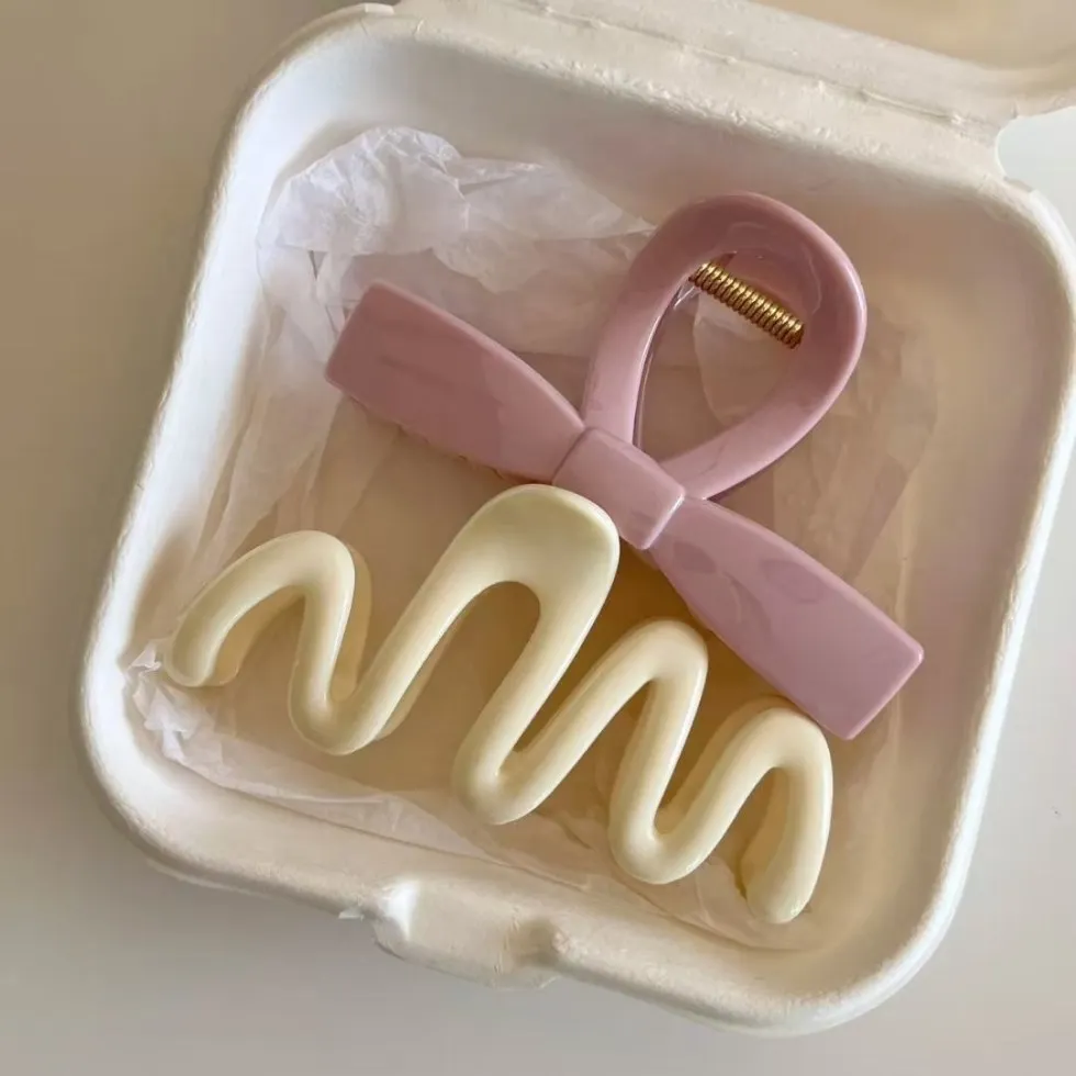 2 stücke Süße Welle Bogen Band Haar Klaue Clip Koreanische Shark Haar Clip Hochzeit Party Pferdeschwanz Clip Haarspange Haarnadel Haar zubehör Image