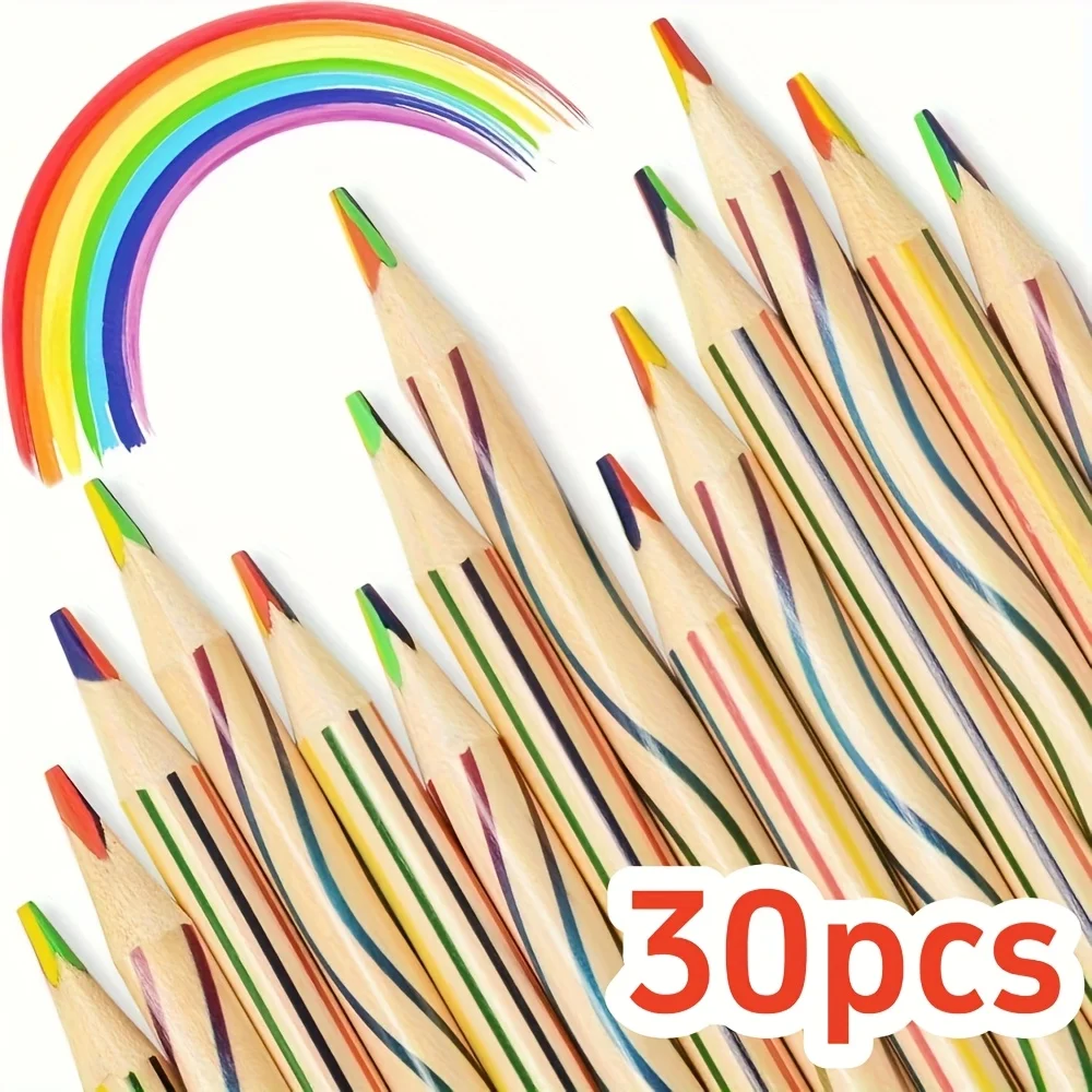 Regenbogenfarbene Außenstifte für den professionellen künstlerischen Gebrauch, 7-in-1-Buntstifte, 3,3 mm/0,33 cm dicke Minen, Zeichenstifte. Image