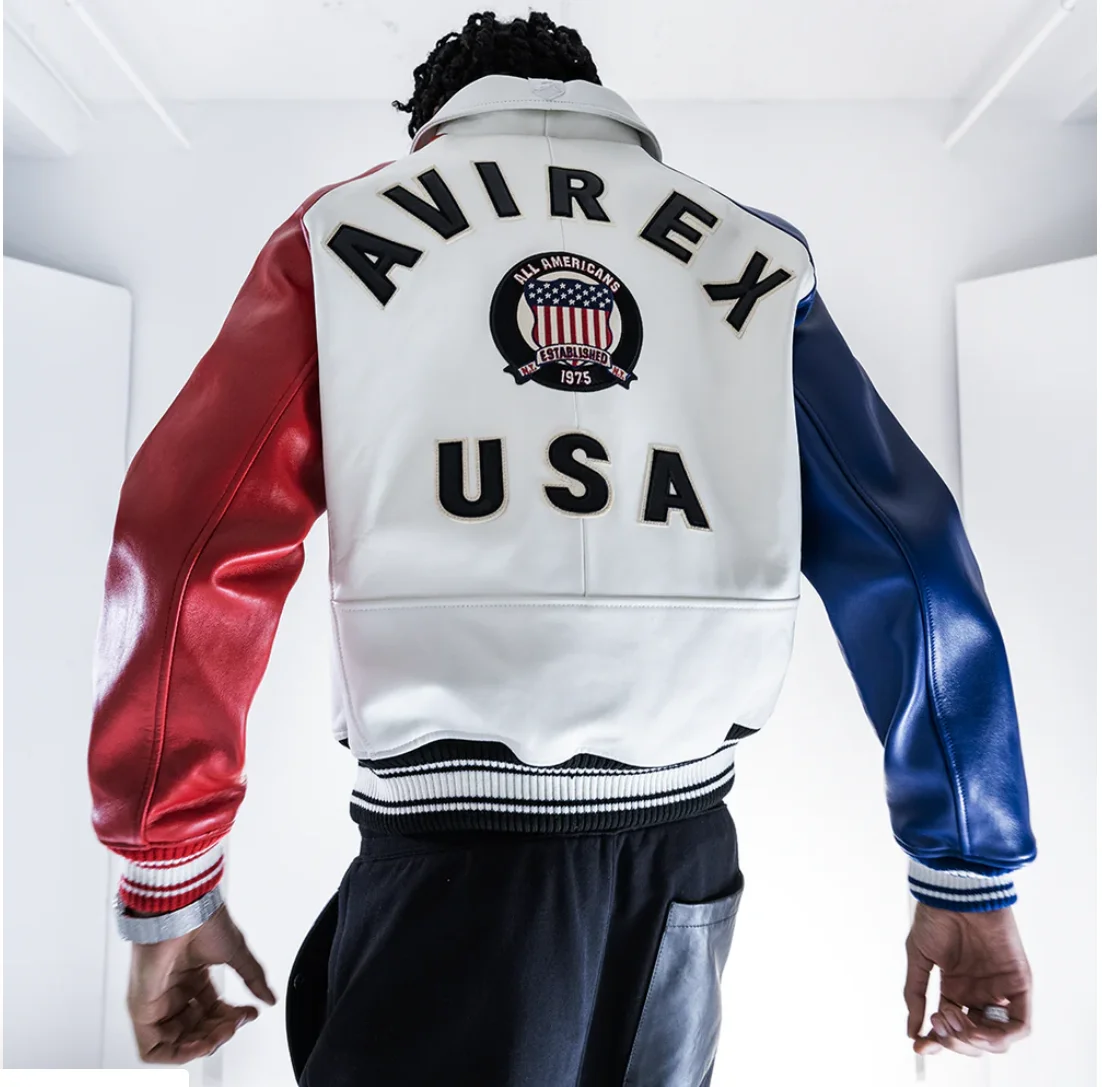 Frühlings-Leder-Fluganzugjacke, Farbblock-Design, italienische Lammfelljacken für Herren, US-Größe, klassischer Vintage-gestickter Mantel