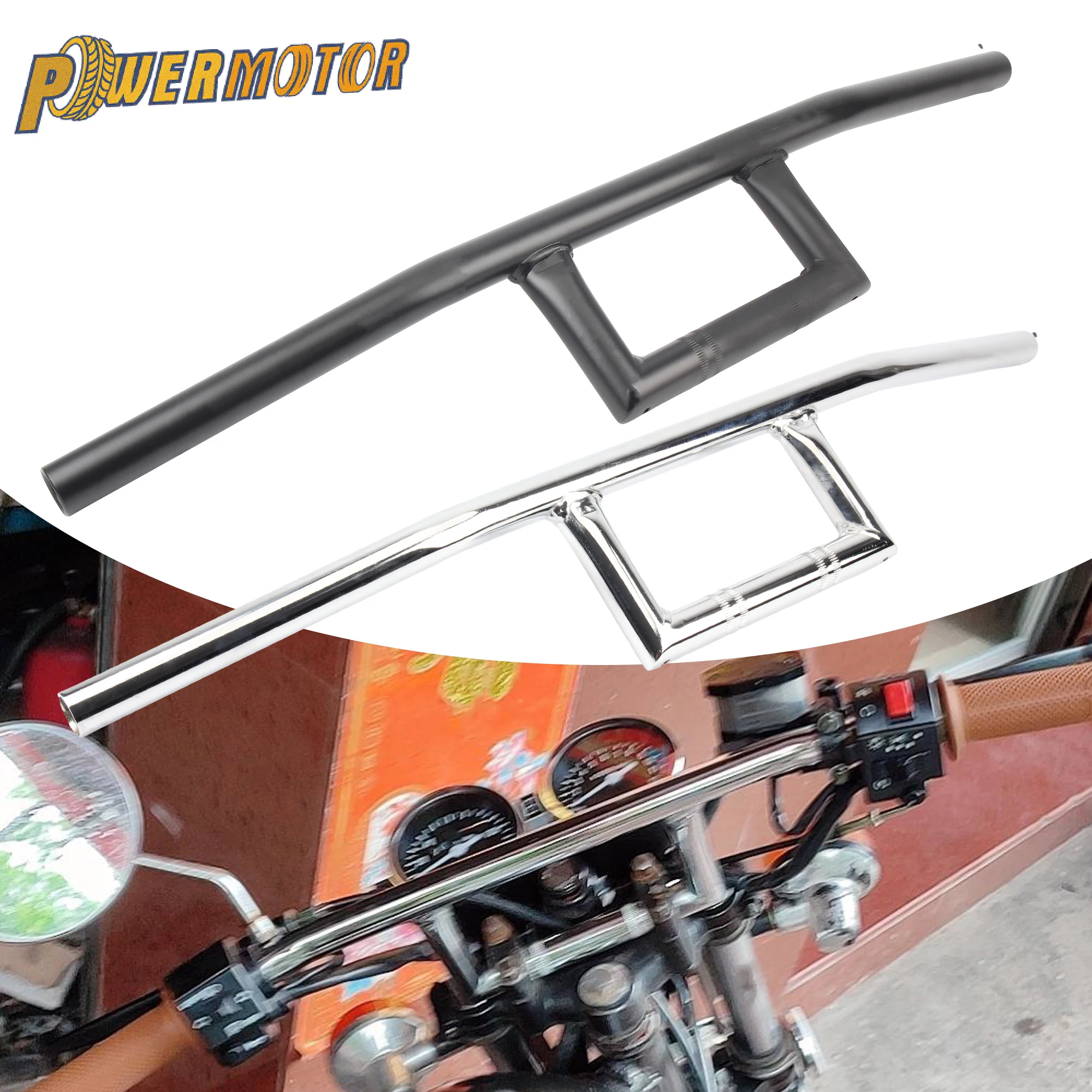 Motorradlenker 22mm 25mm Retro Black Chrome Bars Vintage Lenker für Honda Yamaha Suzuki Kawasaki Triumph Universal